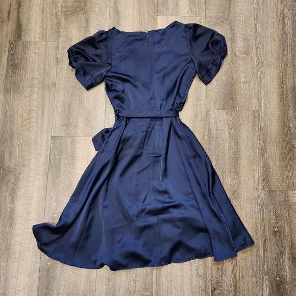 *NWT* DKNY Navy Silky Faux Wrap Dress - Picture 4 of 5